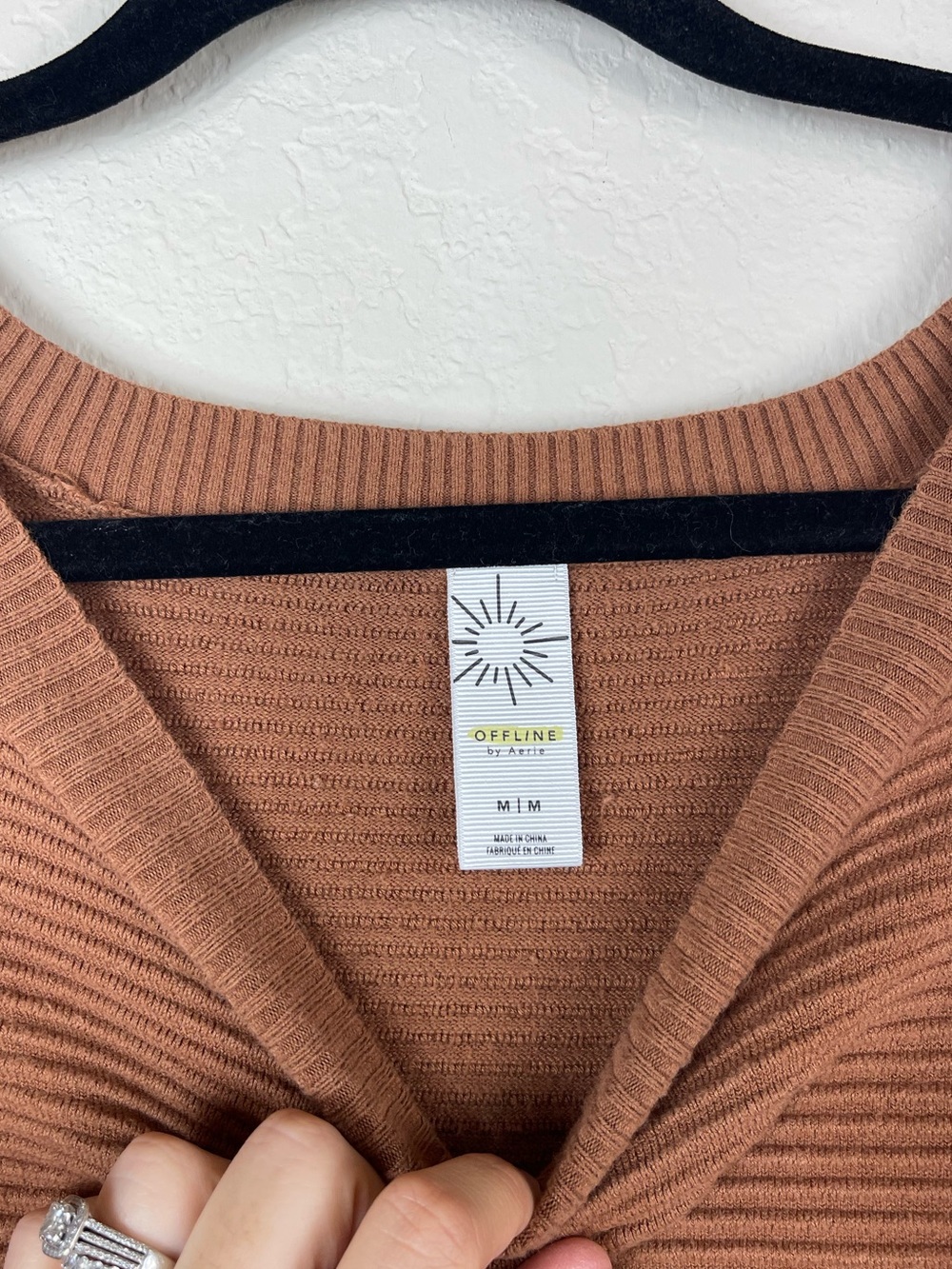 Aerie Offline Home Stretch Drop Shoulder Ribbed Sweater Brown Size Medium - Picture 5 of 6